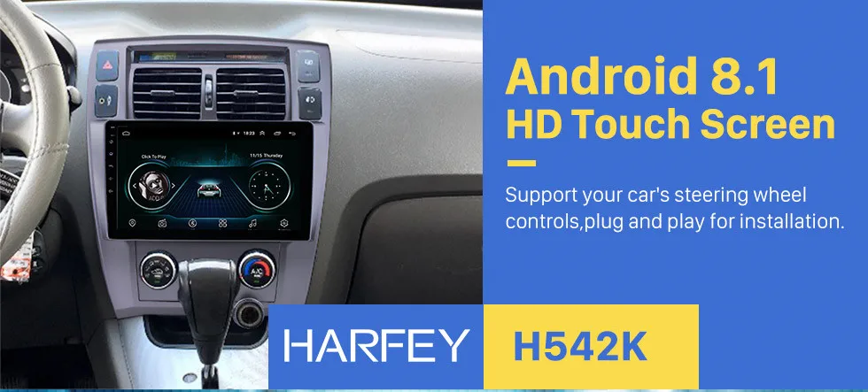 Discount Harfey Android 8.1 Radio 10.1inch For 2006-2013 Hyundai Tucson LHD GPS Navigation Car multimedia player Stereo Bluetooth 3G SWC 0