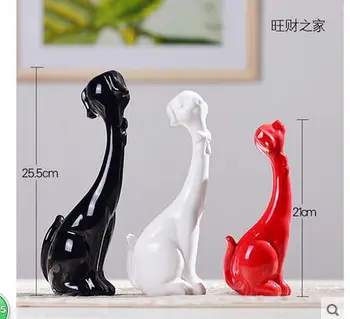 

3PC SETS Ceramic Wedding Ceramic animal dog Crafts wedding gif Ceramics modern Figures Lovely decoration