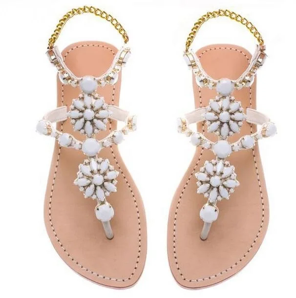 crystal embellished flat sandals