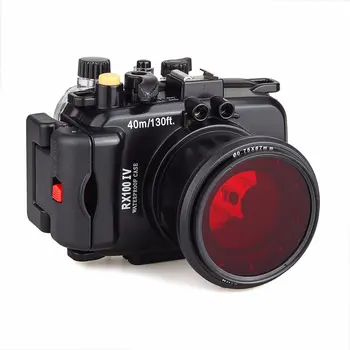 

40M/130f Underwater Waterproof Camera Housing Diving Case for Sony DSC RX100 IV RX100 M4 + Red Filter 67mm