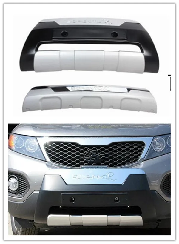 Для 2010-2012 KIA Sorento, автомобильный Стайлинг высокого качества пластик АБС ХРОМ Передний+ задний бампер накладка