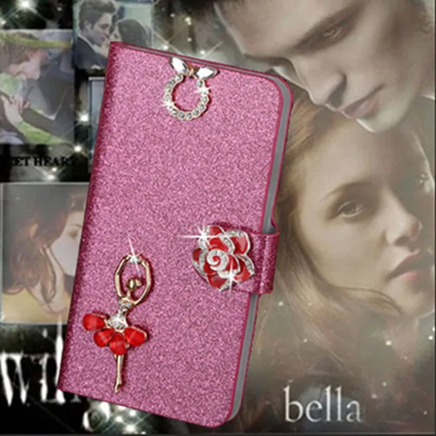 

Luxury PU Leather Wallet Case For Oneplus X Case 5.0 Inch Flip Cover Shining Crystal Bling Case with Card Slot & Bling Diamond