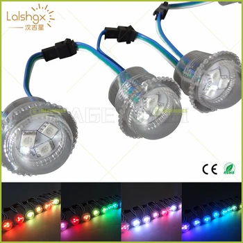 

30pcs DC12V WS2811 LED Module Exposed Point Light 3 leds 5050 SMD RGB Chips waterproof IP67 diameter 26mm transparent cover