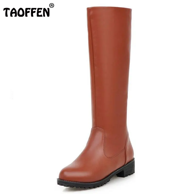 

TAOFFEN Women Round Toe Flat Half Short Boot Mid Calf Winter Warm Leisure Boot Sexy Martin Bota Footwear Shoes Size 35-43