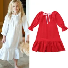 Платье для маленьких девочек повседневные платья макси с длинными рукавами и оборками вечерние пляжные платья Одежда для маленьких девочек, ночная рубашка