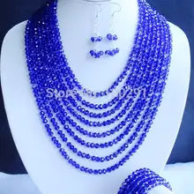 Удивительные 8 строк Кристалл ювелирный набор, Африканские свадебные бусы ожерелье MN-1191