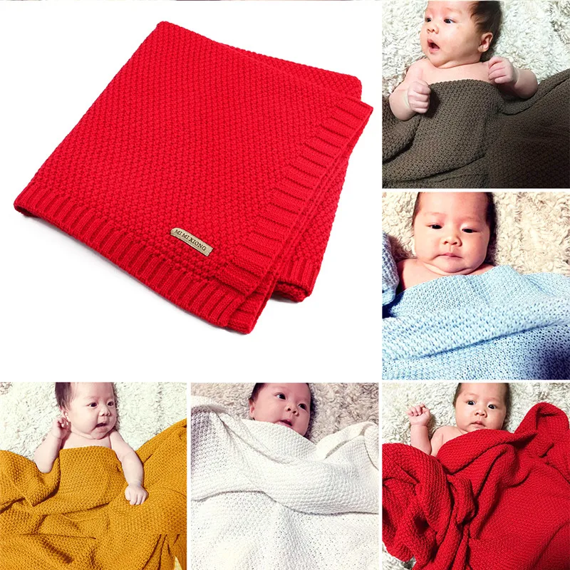 100% органический хлопок Вязаное детское одеяло высокое качество Карамельный Цвет младенческой шерстяное одеяло для мальчиков и девочек