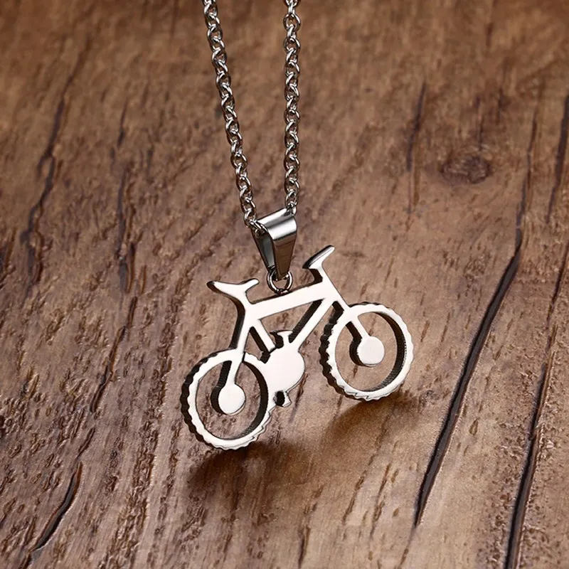 Love To Ride Cyclist T Handmade Silver Bicycle Necklace In Stainless