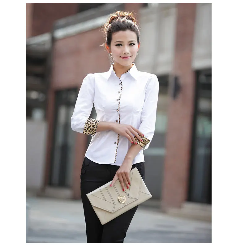 White shirt with leopard sleeves Clearance