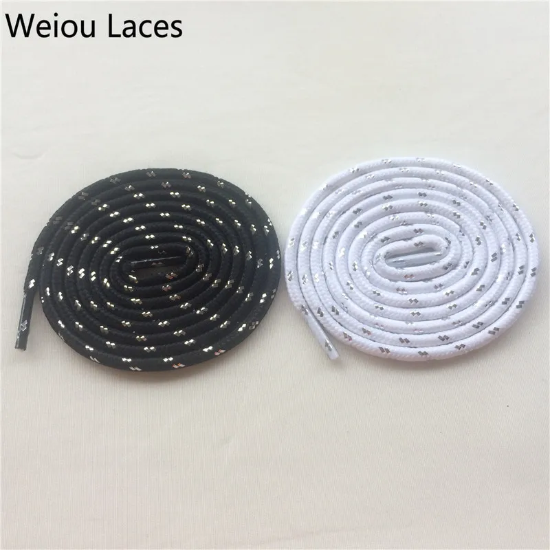 black and silver shoelaces