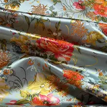 70 см* 100 см одежда костюм платье Детская одежда кимоно ткани COS парча ткань-светло-голубой фон металлик Золотой пион