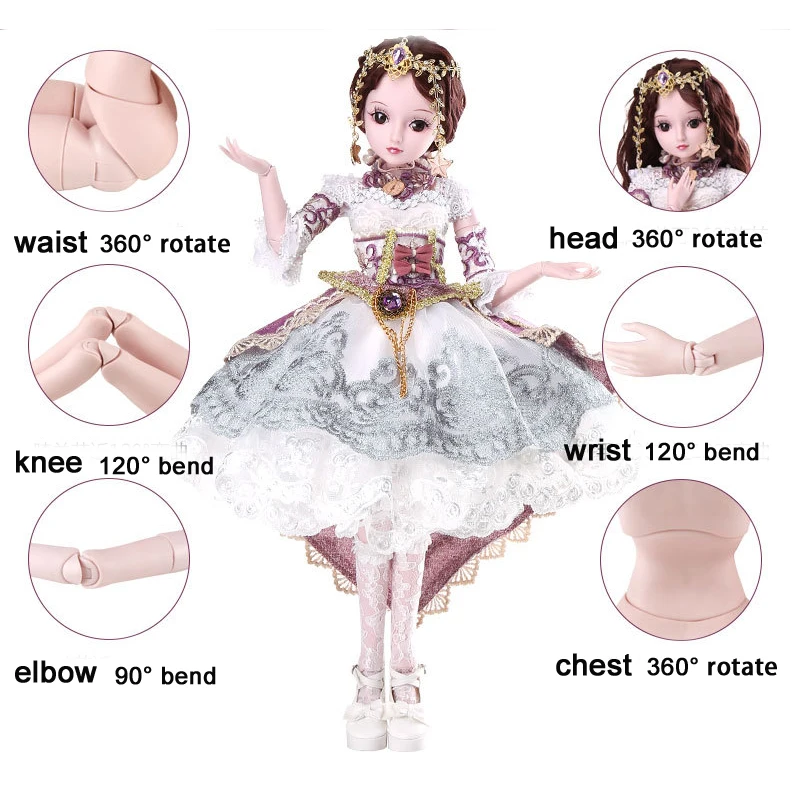 Кукла для девочек танцев 60 см большая 1/3 Bjd полный комплект 19 шарнирных подарочных