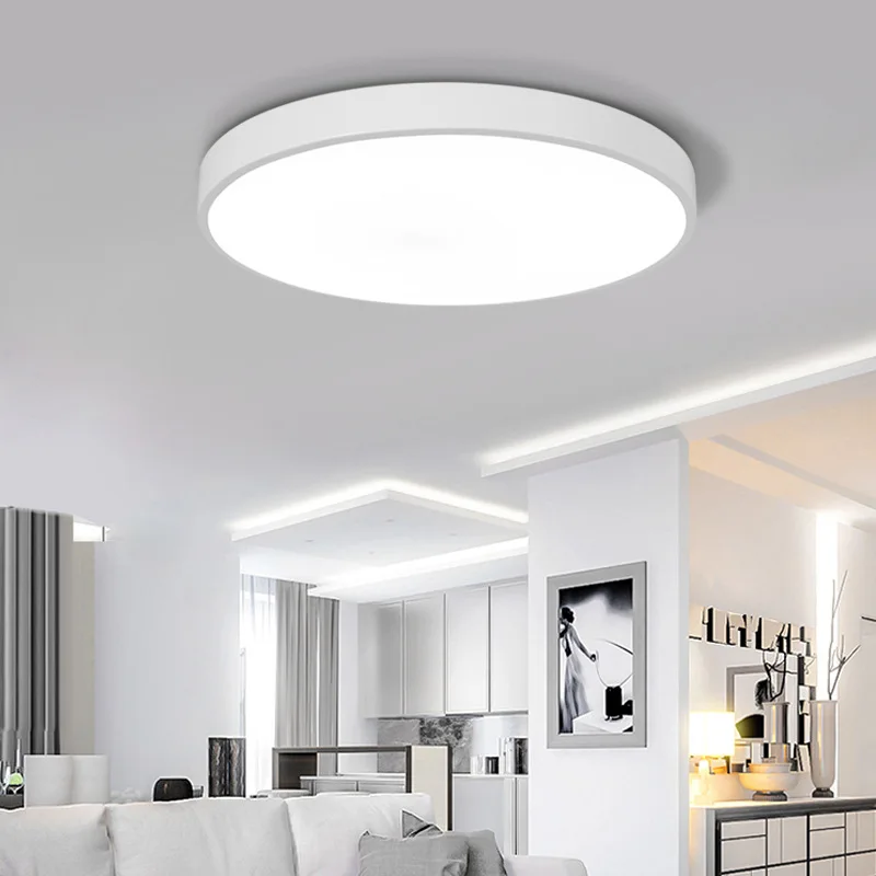 Светодиодный потолочный светильник современный светильник 40 см круглый 5 см тонкий светильник для гостиной спальни кухни поверхностное