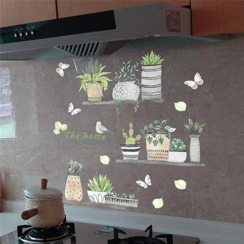 Garden Plant Bonsai Flower Butterfly Wall Stickers For Home Decor Living Room Kitchen PVC DIY Wall Decals Mural Art Decoration Garden Plant Bonsai Flower Butterfly Wall Stickers For Home Decor Living Room Kitchen PVC DIY Wall Decals Mural Art Decoration