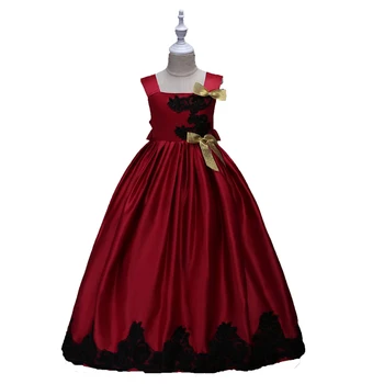 

2018 Children Girl Long Princess Dress Girl Wedding Party Dresses Flower Girls Lace Dress Child Girl Gown School Party Dress D21