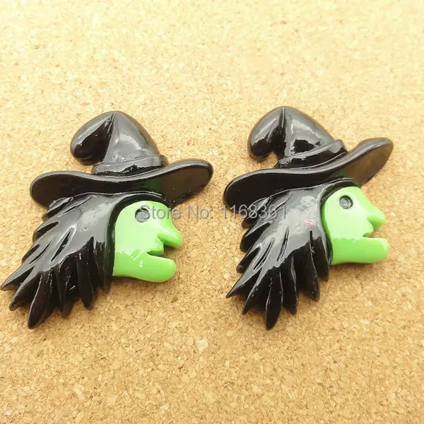 1pcs/lot resin flat back Halloween green face ghost cartoon 30mm Cabochons Hair Bow Center DIY Christmas decration C114-10