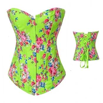 

Hot Sexy Green Women Corset with G-string Print Women Corsets