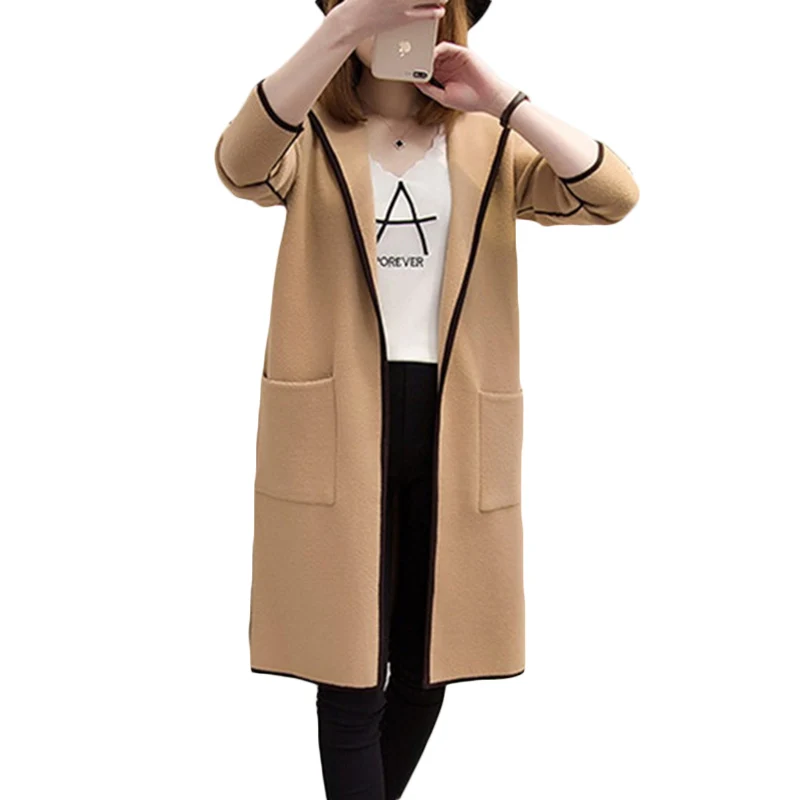 #^Special Price 2019 Spring Autumn Sweater Jacket Coat High quality Women loose Long Cardigan Sweaters Womens Casual Hooded Sweaters Coats F230