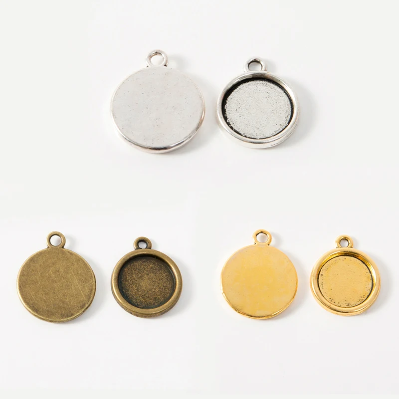

10PCS 12 17 20 22 mm 4 Colors Round Slide Cabochon Settlement Metal Charm Pendant For Jewelry Making Diy Necklace Accessories
