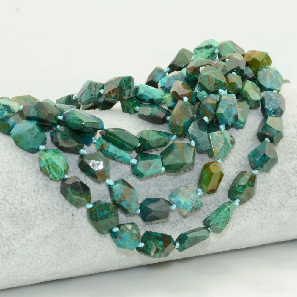 

Natural Bright Cutting Chrysocolla / Quantum Quattro Faceted Nuggets Beads 8~10mm