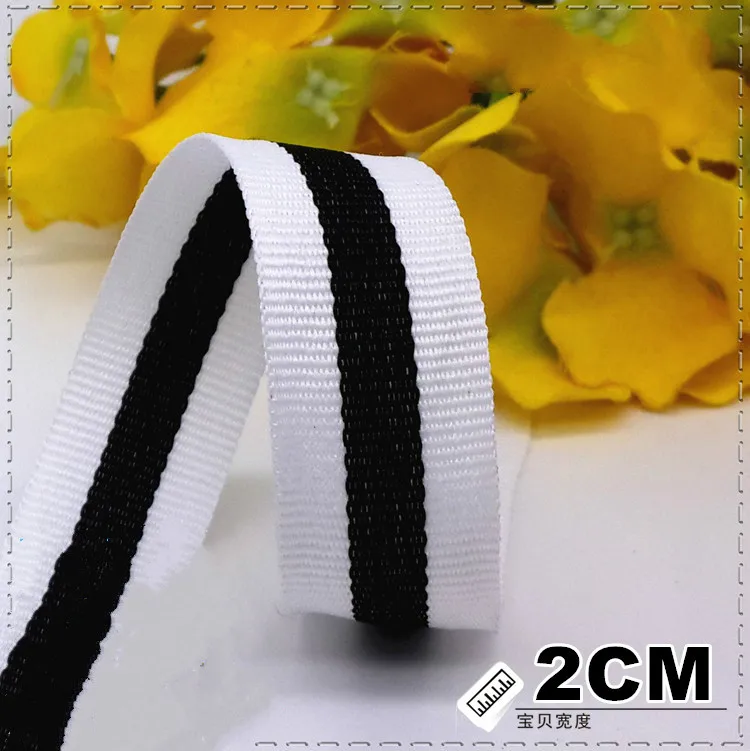 Новинка (1 м/лот) 20 мм ширина между черно белыми полосками grosgrain ленточный пояс DIY