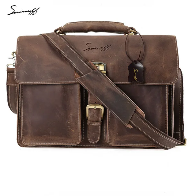 Vintage Luxury Brand Messenger Bag Men Computer Laptop Leather Vintage Luxury Brand Messenger Bag Men Computer Laptop Leather Handbag Laser Engraved Words Genuine