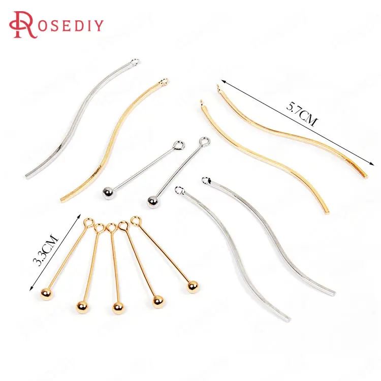 

10PCS Brass with Round Beads Pin Connector S Shape Rod Charms Diy Jewelry Findings Earrings Accessories Wholesale