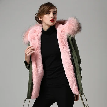 

fashion pink big real fur collar warm winter parka,factory cheap price free shipping promotion style fur jacket