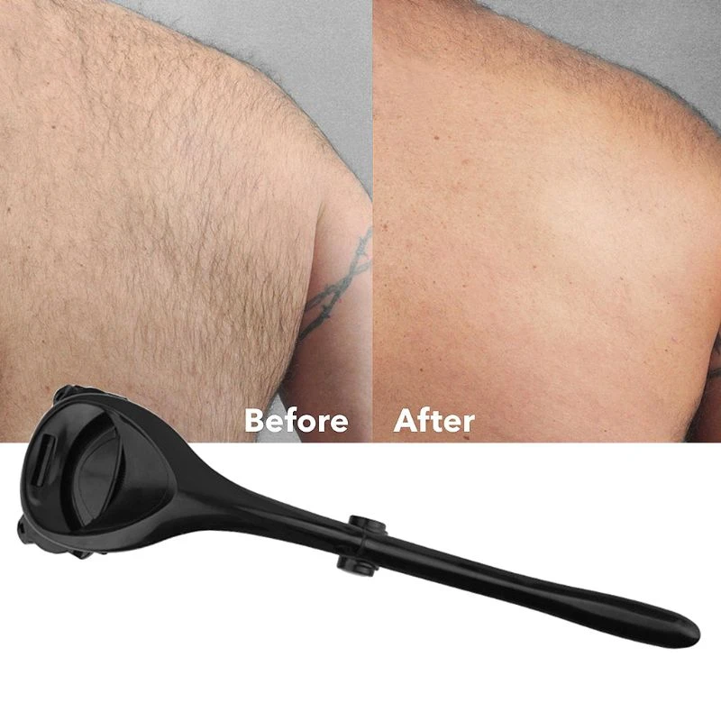 Для мужчин задняя бритва инструменты складной двойной режущая головка ложки с длинной ручкой для удаления Бритвы для волос 2,0 обновления 39x10 см