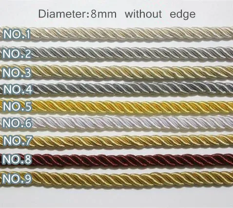 9 Colors Twisted 8 mm diameter 5 meter cotton rope for Cushion Pillow Bag Sofa Chair Decorative