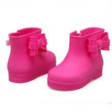Дети дождь Обувь модная одежда для девочек Малыш дождь Сапоги и ботинки для девочек Enfants tottes Filles Детские Высокие сапоги мультфильм обувь с бантами