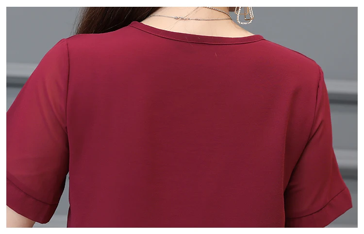 Длинная туника, топы 5XL 4XL 3XL размера плюс для женщин, короткий рукав, пэтчворк, имитация двух частей, ажурный, вязанный кружевной топ, блузка, рубашки