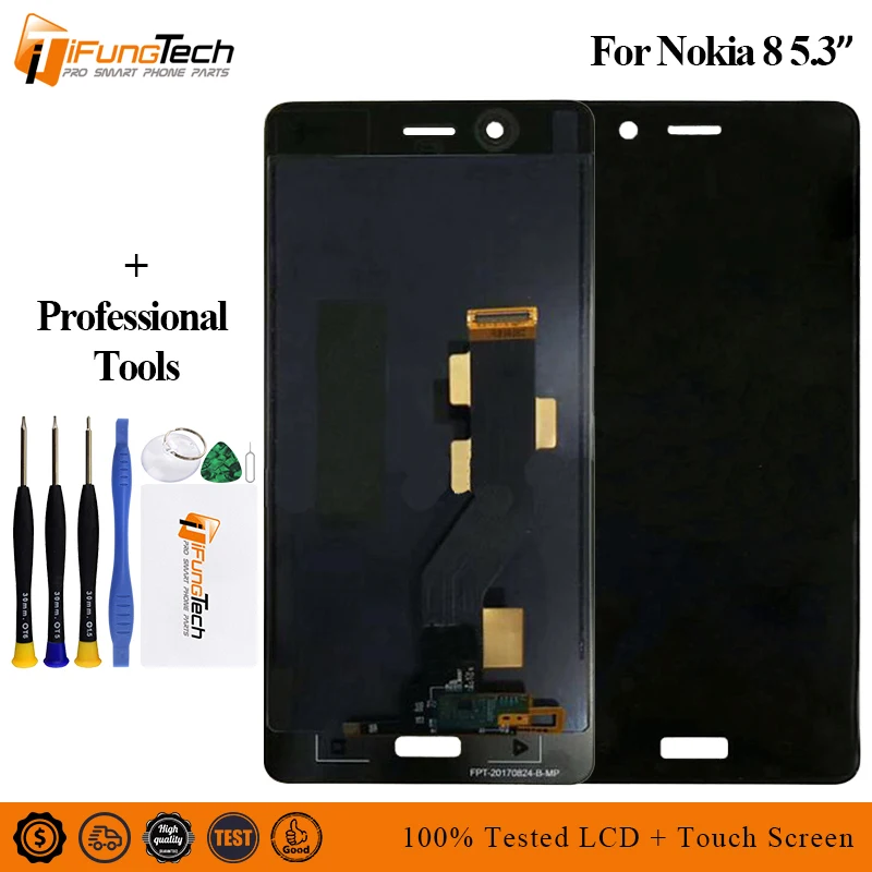 

100% Tested Working New A+++ LCD For Nokia 8 N8 TA-1012 TA-1004 TA-1052 Full LCD DIsplay Touch Screen Digitizer Assembly +Tools