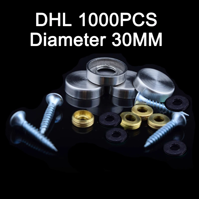 

DHL 1000PCS 30mm Diameter Advertisement Fixing Screws Standoff Covers 304 Stainless Steel Flat Mirror Screws Cover Caps KF967