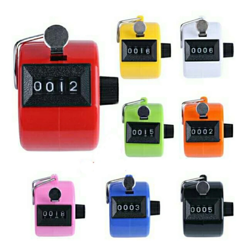 

4 Digit Number Hand Held Tally Counter Digital Golf Clicker Manual Training Counting Counter 7 colors