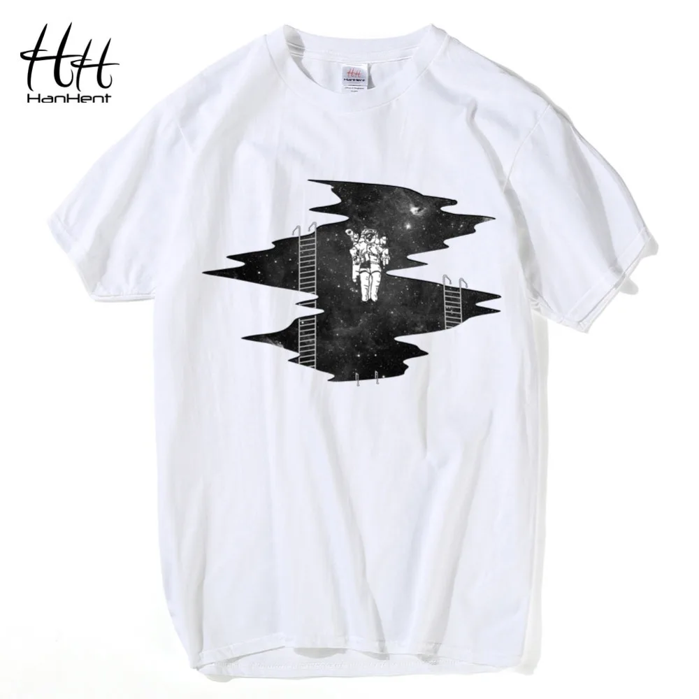 

HanHent stars pool t-shirt men creative cotton loose summer cool space trip tshirt 3d boys streetwear fashion style tops tshirt