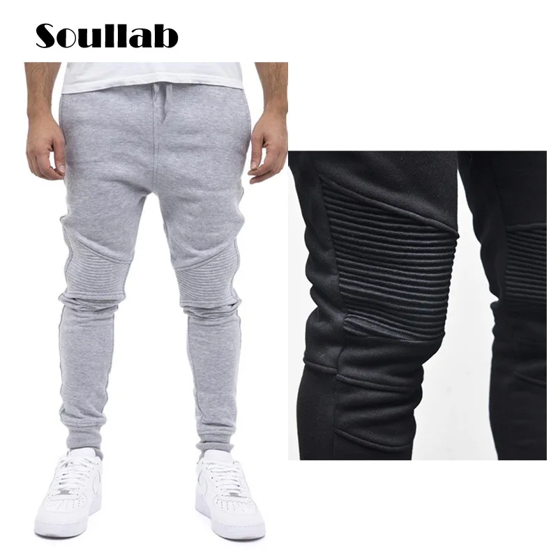 

HOT 2019 Outdoor men's sports GYM Runway Running Muscle Men pants fitness Stitching design stripe thin leg man sweatpants