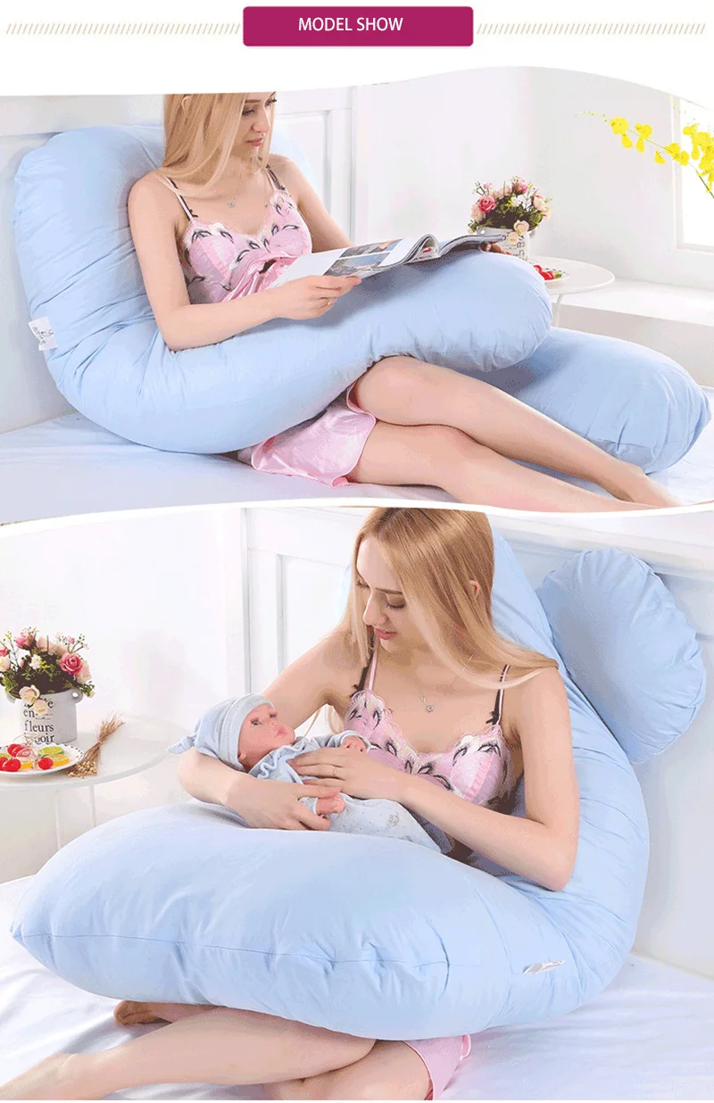 Многофункциональная поддерживающая Подушка для беременных с хлопковой наволочкой для женского тела подушки для беременных моющаяся u-образная Подушка для сна