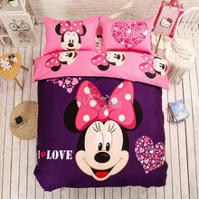 100% хлопок прекрасный Disney с Микки Маусом Минни Мыши Постельное Бельё для взрослых детей 4 шт. постельное белье включают Стёганое одеяло крышка Простыни