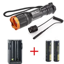 1set 2000 Lumen Tactical Zoomable CREE XM-L T6 LED 18650 Flashlight Torch Zoom Lamp Light +2×18650 Battery+Charger