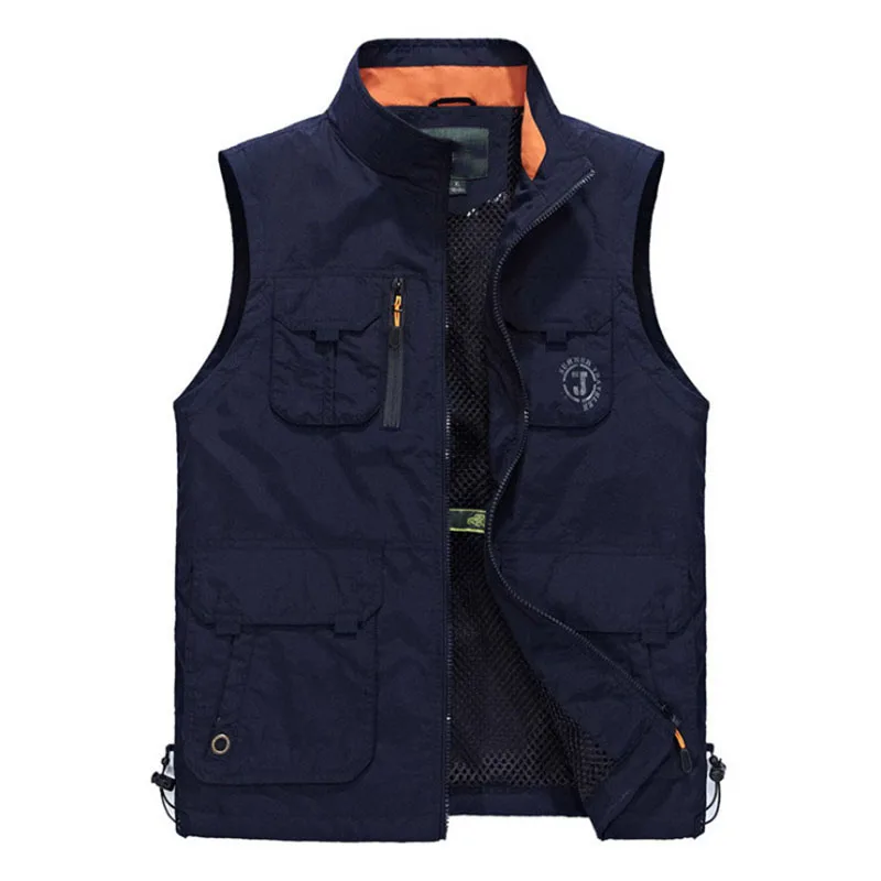 

New Multi Pocket Sleeveless Vest Men Summer Breathable Waistcoat colete masculino Fashion Men Vest Waterproof Photographer Vest