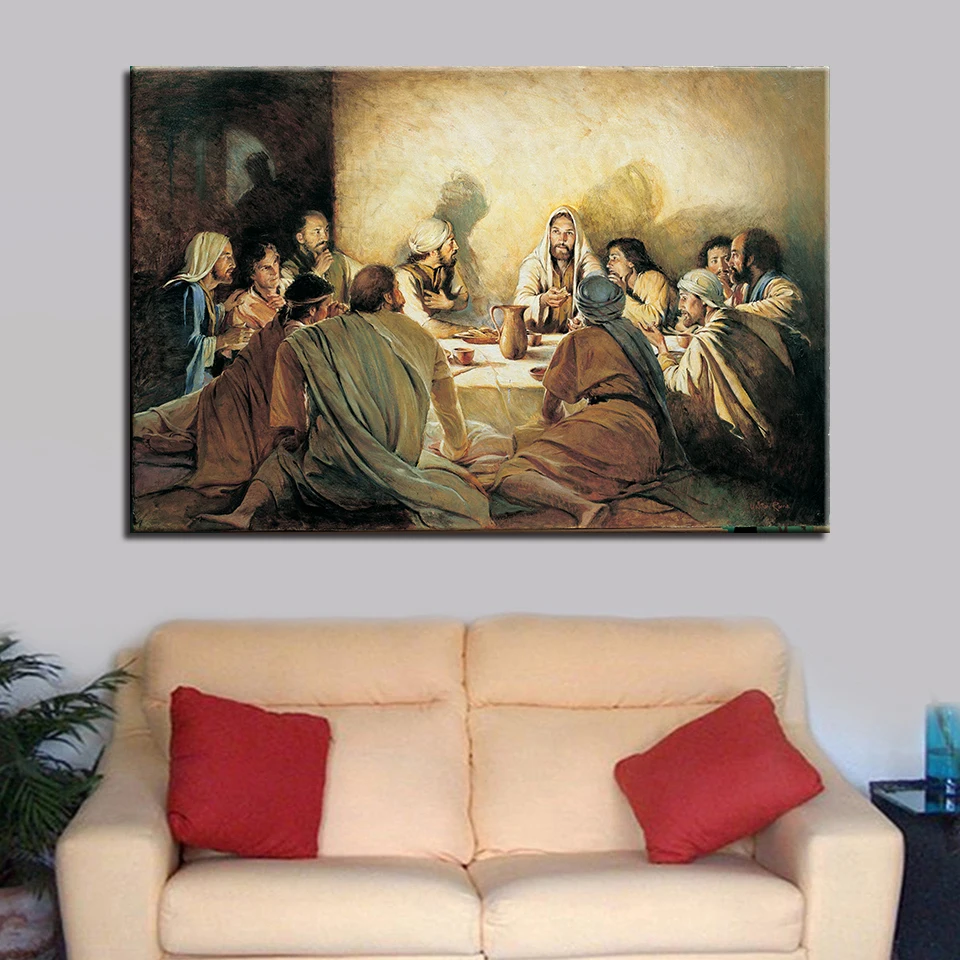 

HD Printed Canvas Poster Home Decor 1 Panel/Pcs Jesus Abstract Painting Wall Art Last Supper Pictures For Living Room Framework