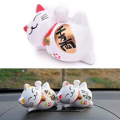 Maneki Neko радушный счастливый манящий удача Кот домашний отель Ресторан Декор Ремесло Белый ABS на солнечных батареях 4 дюйма 1/3 дюйма