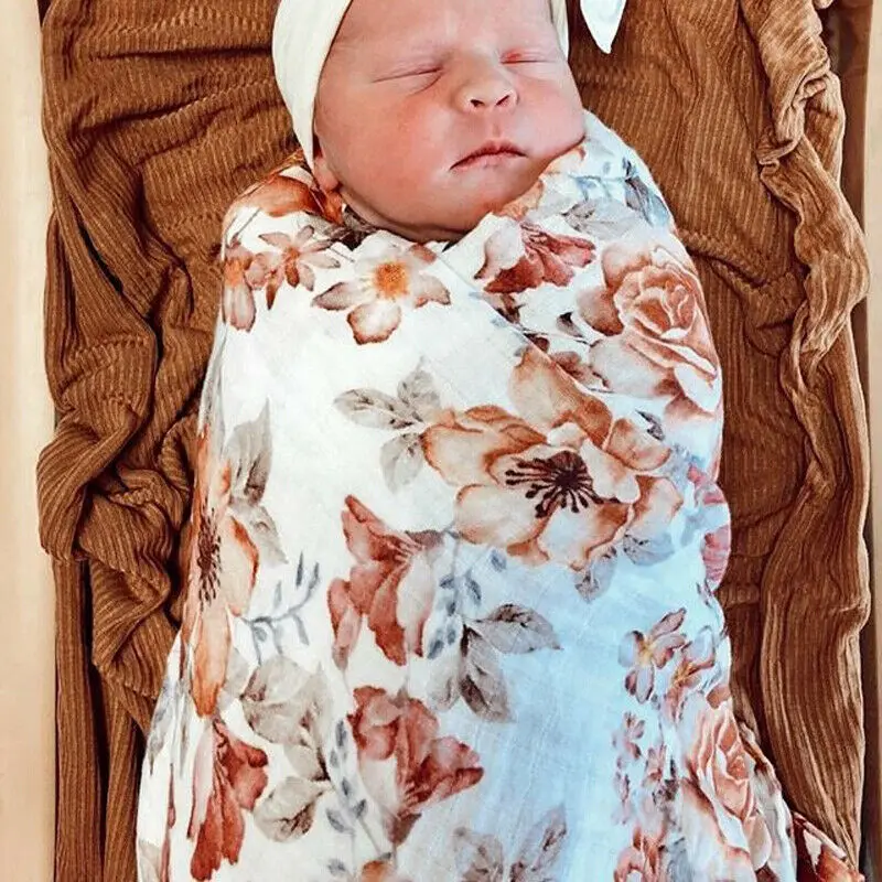 

Cute Newborn 0-6M Swaddle Blanket Baby Girls Floral Sleeping Bag Wrap Headband Cloth