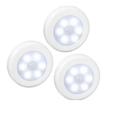 3PCS LED Motion Sensor Night Dry Battery Powered LED Night Light Motion Lamp with White Light for Emergency