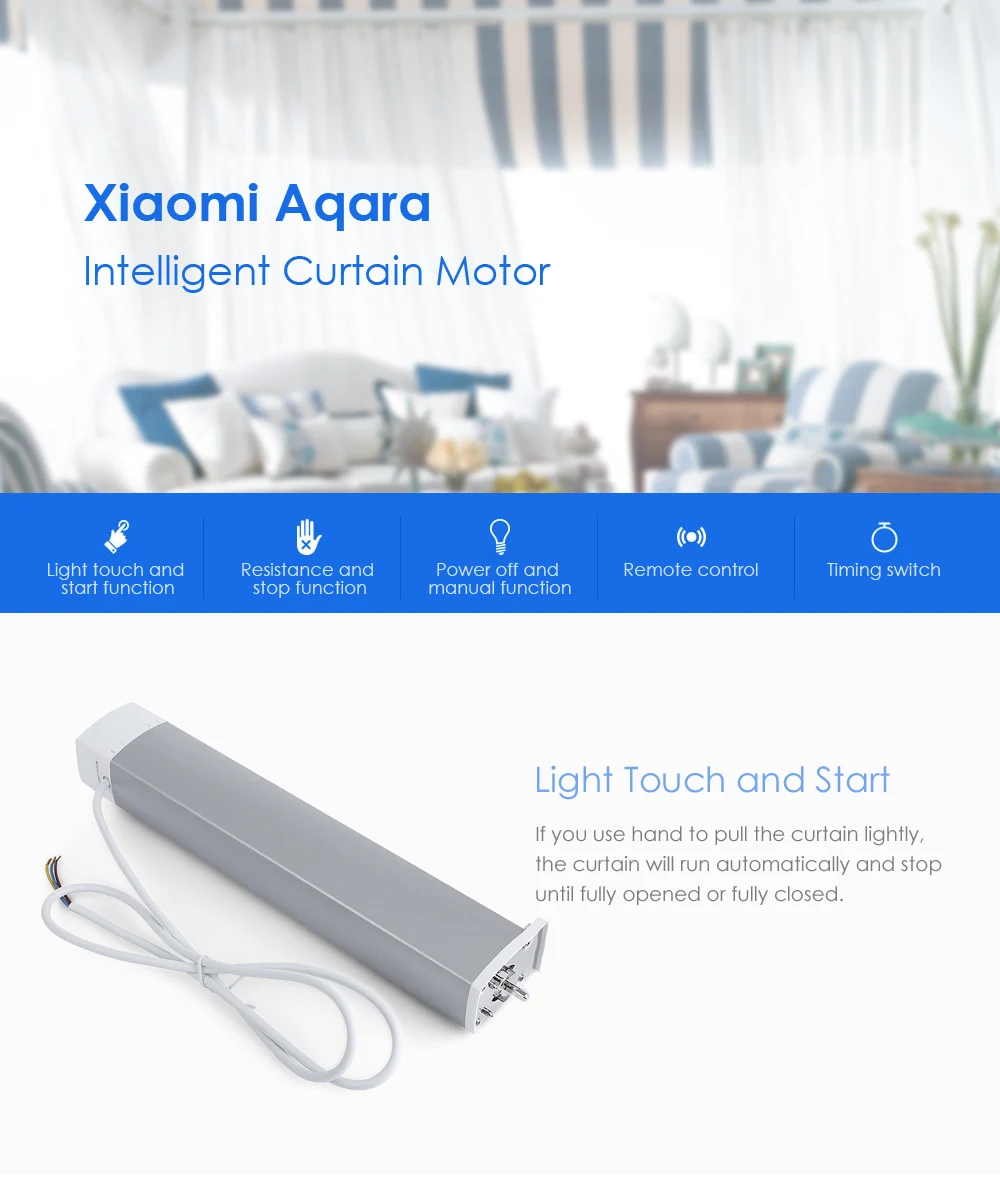 Моторные направляющие для штор Aqara Zigbee бесшумная дорожка занавесок с поддержкой