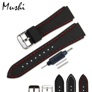 

MS Silicone Watchband Black Diver Watch Band Rubber Watch Strap with Brushed Stainless Steel Buckle Clasp 20mm 22mm Watch Strap