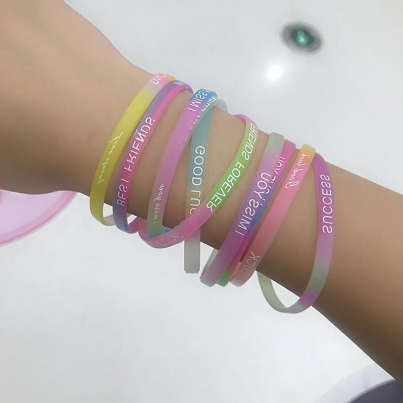 

1 PCS Silicone Rubber Wristband Charm Bracelets Flexible Wrist Band Sports Casual Bangle For Women Men Wear