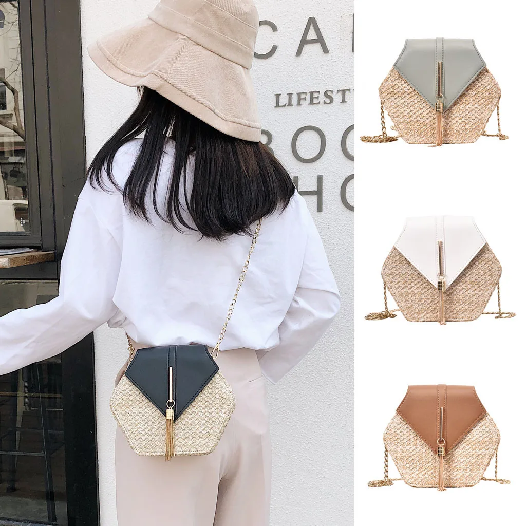 

Women Retro Weave Leather Tassel Chain Bag Crossbody Bag Shoulder Bag Small Flap Crossbody Bags for Women Messenger Bags #30