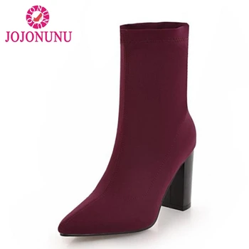

FITWEE Size 34-43 Woman High Heel Boots Winter Shoes Women Pointed Toe Fashion Sexy Sock Boots Ladies Shoes Footwear